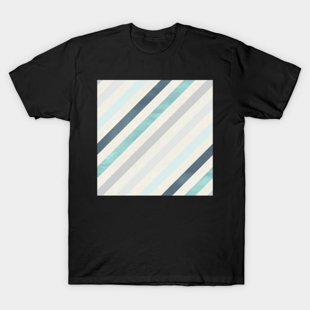 Diagonal Stripes in Blue and Silver T-Shirt by greenoriginals